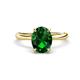 1 - Solina 2.01 ctw Oval Shape Created Emerald accented Lab Grown Diamond Hidden Halo Engagement Ring 