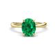 1 - Solina 2.01 ctw Oval Shape Emerald accented Lab Grown Diamond Hidden Halo Engagement Ring 