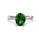1 - Solina 2.01 ctw Oval Shape Created Emerald accented Lab Grown Diamond Hidden Halo Engagement Ring 