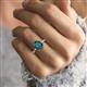 2 - Solina 2.36 ctw Oval Shape London Blue Topaz accented Lab Grown Diamond Hidden Halo Engagement Ring 