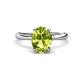 1 - Solina 2.11 ctw Oval Shape Peridot accented Lab Grown Diamond Hidden Halo Engagement Ring 