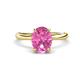 1 - Solina 2.71 ctw Oval Shape Created Pink Sapphire accented Lab Grown Diamond Hidden Halo Engagement Ring 