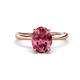1 - Solina 1.76 ctw Oval Shape Pink Tourmaline accented Lab Grown Diamond Hidden Halo Engagement Ring 