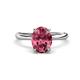 1 - Solina 1.76 ctw Oval Shape Pink Tourmaline accented Lab Grown Diamond Hidden Halo Engagement Ring 