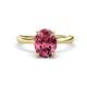 1 - Solina 1.76 ctw Oval Shape Pink Tourmaline accented Lab Grown Diamond Hidden Halo Engagement Ring 