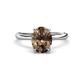 1 - Solina 1.86 ctw Oval Shape Smoky Quartz accented Lab Grown Diamond Hidden Halo Engagement Ring 