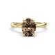 1 - Solina 1.86 ctw Oval Shape Smoky Quartz accented Lab Grown Diamond Hidden Halo Engagement Ring 