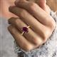 2 - Solina 2.41 ctw Oval Shape Rhodolite Garnet accented Lab Grown Diamond Hidden Halo Engagement Ring 