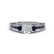 3 - Dzeni Diamond and Blue Sapphire Three Stone with Side Blue Sapphire Ring 
