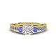 3 - Dzeni Diamond and Tanzanite Three Stone with Side Tanzanite Ring 
