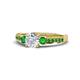 1 - Dzeni Diamond and Green Garnet Three Stone with Side Green Garnet Ring 