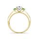 4 - Dzeni Diamond and Green Garnet Three Stone with Side Green Garnet Ring 