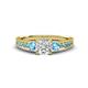 3 - Dzeni Diamond and Blue Topaz Three Stone with Side Blue Topaz Ring 