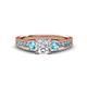 3 - Dzeni Diamond and Blue Topaz Three Stone with Side Blue Topaz Ring 