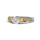 1 - Dzeni Diamond and Citrine Three Stone with Side Citrine Ring 