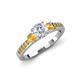 2 - Dzeni Diamond and Citrine Three Stone with Side Citrine Ring 