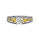 3 - Dzeni Diamond and Citrine Three Stone with Side Citrine Ring 