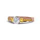 1 - Dzeni Diamond and Citrine Three Stone with Side Citrine Ring 
