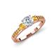 2 - Dzeni Diamond and Citrine Three Stone with Side Citrine Ring 
