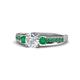 1 - Dzeni Diamond and Emerald Three Stone with Side Emerald Ring 