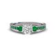 3 - Dzeni Diamond and Emerald Three Stone with Side Emerald Ring 
