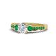 1 - Dzeni Diamond and Emerald Three Stone with Side Emerald Ring 