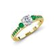 2 - Dzeni Diamond and Emerald Three Stone with Side Emerald Ring 