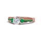 1 - Dzeni Diamond and Emerald Three Stone with Side Emerald Ring 