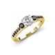 2 - Dzeni Black and White Diamond Three Stone with Side Black Diamond Ring 
