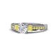 1 - Dzeni Diamond and Yellow Sapphire Three Stone with Side Yellow Sapphire Ring 