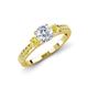 2 - Dzeni Diamond and Yellow Sapphire Three Stone with Side Yellow Sapphire Ring 
