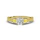 3 - Dzeni Diamond and Yellow Sapphire Three Stone with Side Yellow Sapphire Ring 