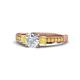 1 - Dzeni Diamond and Yellow Sapphire Three Stone with Side Yellow Sapphire Ring 