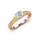 2 - Dzeni Diamond and Yellow Sapphire Three Stone with Side Yellow Sapphire Ring 