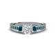 3 - Dzeni Blue and White Diamond Three Stone with Side Blue Diamond Ring 