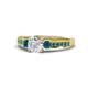 1 - Dzeni Blue and White Diamond Three Stone with Side Blue Diamond Ring 