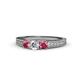 1 - Reveka Pink Tourmaline and Lab Grown Diamond Three Stone Engagement Ring 