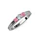 3 - Reveka Pink Tourmaline and Lab Grown Diamond Three Stone Engagement Ring 