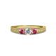 2 - Reveka Pink Tourmaline and Lab Grown Diamond Three Stone Engagement Ring 