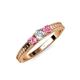 3 - Reveka Pink Tourmaline and Lab Grown Diamond Three Stone Engagement Ring 