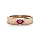 1 - Jason (6 x 4 mm) Oval Shape Rhodolite Garnet Wedding Ring 