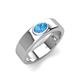 3 - Jason (6 x 4 mm) Oval Shape Blue Topaz Wedding Ring 