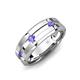 4 - Adam 7.50 mm Kite Set Evenly Spaced Princess Cut Tanzanite Mens Wedding band 