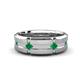 1 - Adam 7.50 mm Kite Set Evenly Spaced Princess Cut Emerald Mens Wedding band 
