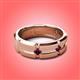 3 - Adam 7.50 mm Kite Set Evenly Spaced Princess Cut Rhodolite Garnet Mens Wedding band 