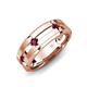 4 - Adam 7.50 mm Kite Set Evenly Spaced Princess Cut Rhodolite Garnet Mens Wedding band 