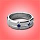 3 - Adam 7.50 mm Kite Set Evenly Spaced Princess Cut Blue Sapphire Mens Wedding band 