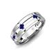 4 - Adam 7.50 mm Kite Set Evenly Spaced Princess Cut Blue Sapphire Mens Wedding band 