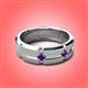 3 - Adam 7.50 mm Kite Set Evenly Spaced Princess Cut Amethyst Mens Wedding band 