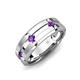 4 - Adam 7.50 mm Kite Set Evenly Spaced Princess Cut Amethyst Mens Wedding band 